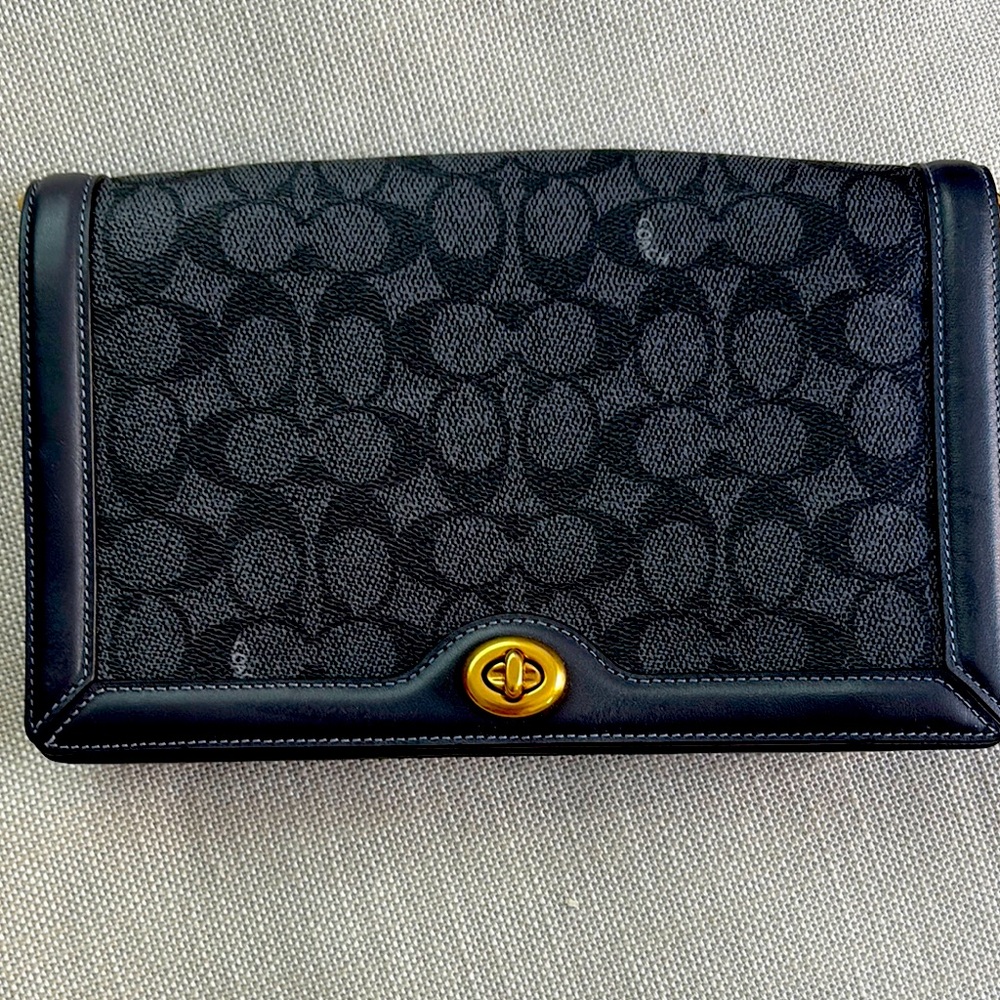 Coach Black and Gold Leather Bag